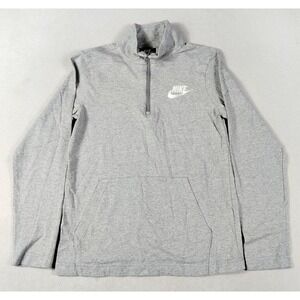 Nike Sweatshirt Youth Large Gray 1/4 Zip Lightweight Jersey Pullover Swoosh Logo